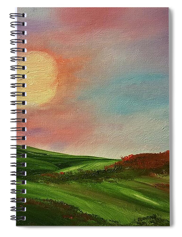 Sunrise Spiral Notebook featuring the painting Under the Fog 29 by Cheryl Nancy Ann Gordon