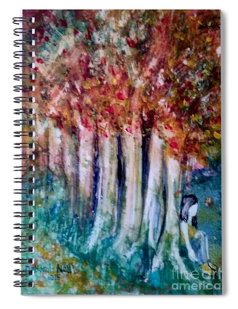 Autumn Painting Spiral Notebook featuring the painting Under The Trees by Deborah Nell