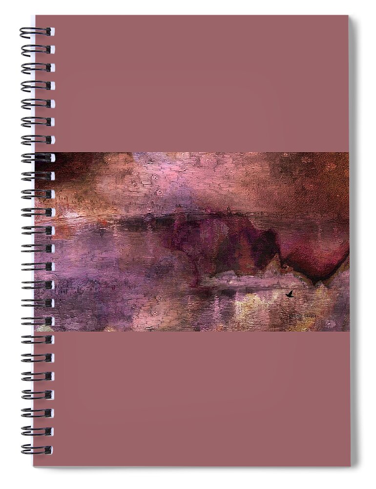 Abstract Spiral Notebook featuring the mixed media Unexpected Flight into the Past by Lenore Senior
