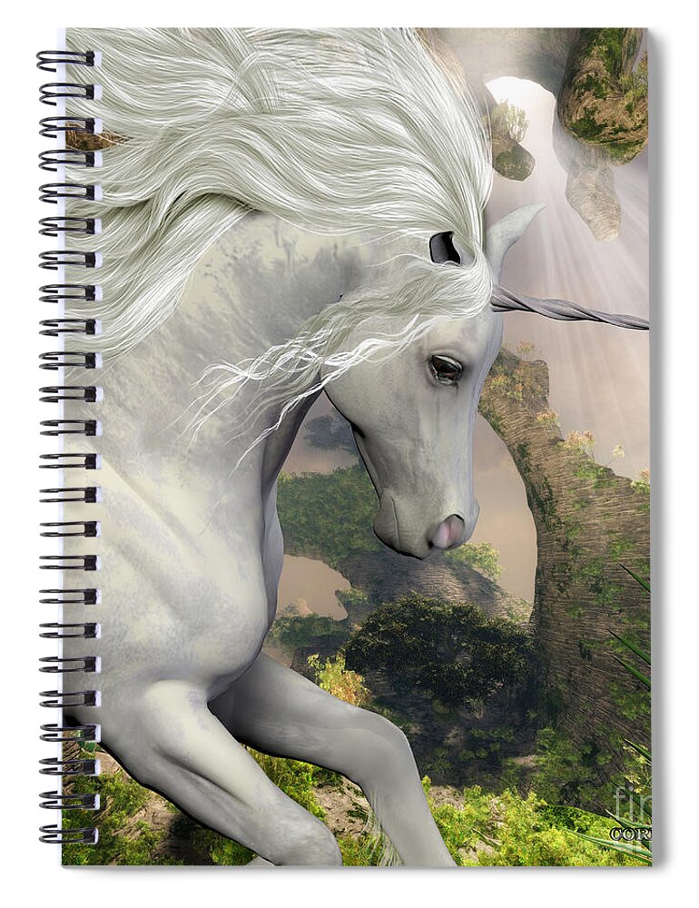 Unicorn Spiral Notebook featuring the painting Unicorn and Yucca Plant by Corey Ford