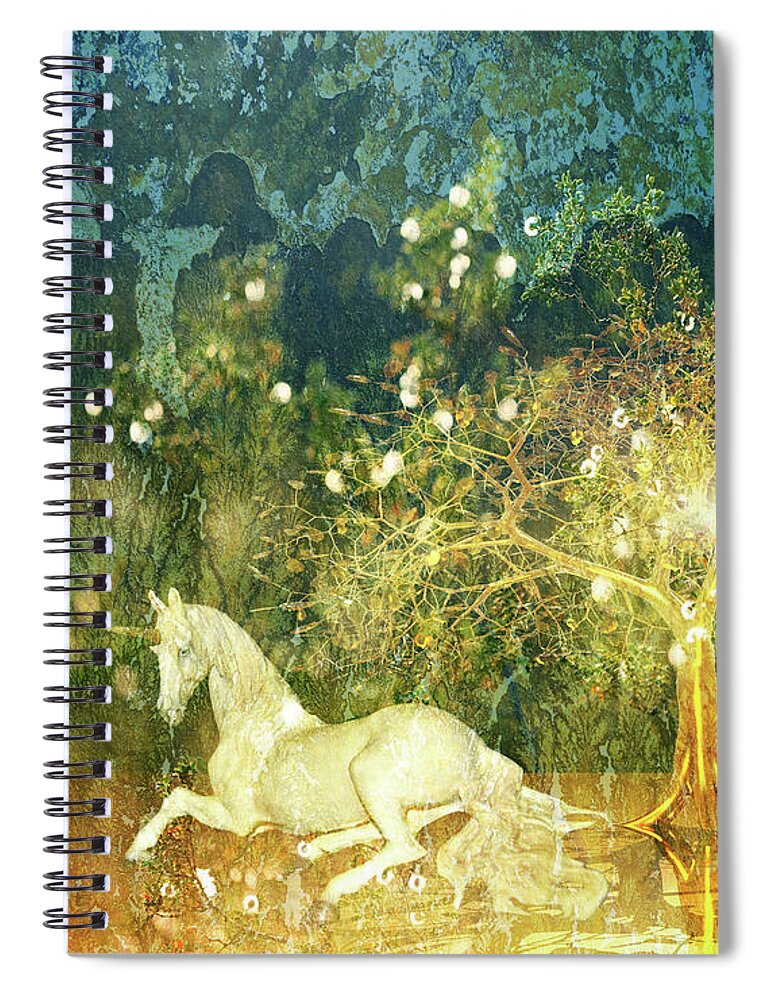 Unicorn Spiral Notebook featuring the digital art Unicorn Resting Series 3 by Digital Art Cafe