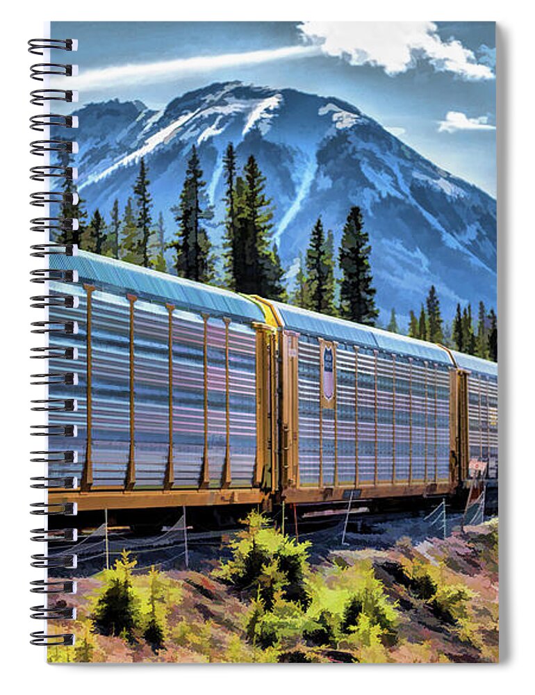 Railroad Spiral Notebook featuring the painting Union Pacific Mountain Freight Train by Christopher Arndt