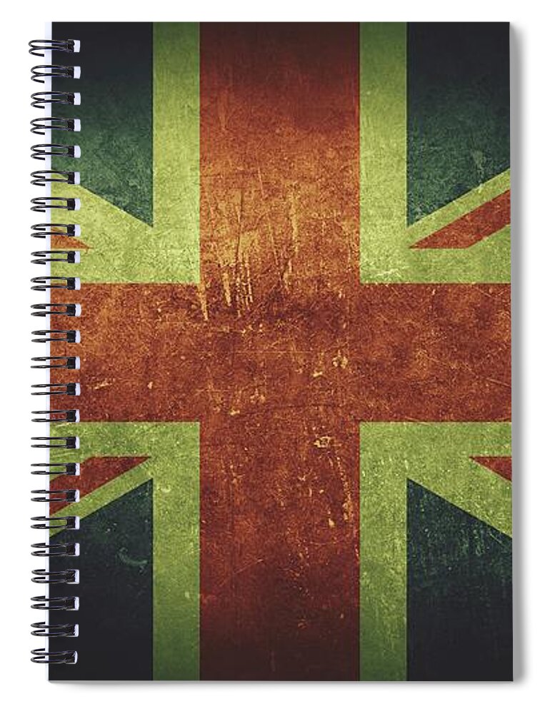 United Kingdom Spiral Notebook featuring the painting United Kingdom Distressed Flag Dehner by David Dehner
