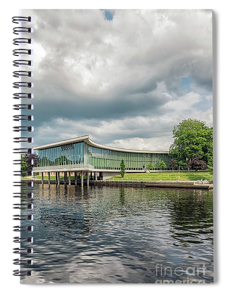 University Spiral Notebook featuring the photograph University Library in Halmstad by Antony McAulay