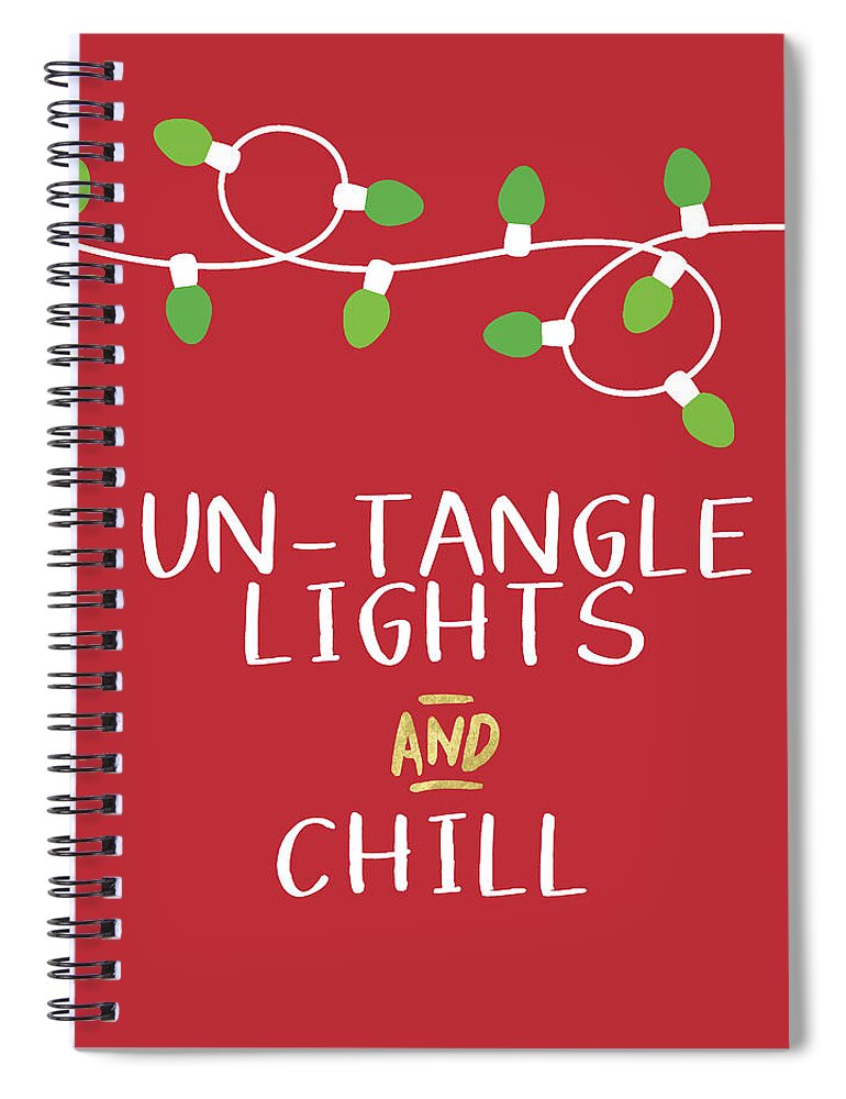 Christmas Lights Spiral Notebook featuring the digital art Untangle Lights And Chill- Art by Linda Woods by Linda Woods