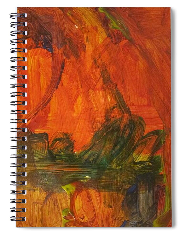 Art Spiral Notebook featuring the mixed media Untitled 111 Original Painting by Iyanuolowa Adeshina