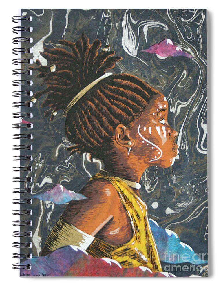 Goddess Spiral Notebook featuring the mixed media Untitled Goddess 5 by Edmund Royster