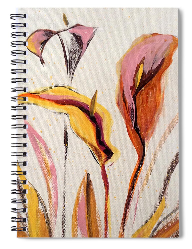 Flower Spiral Notebook featuring the painting Up - Abstract Flower Painting by Gina De Gorna