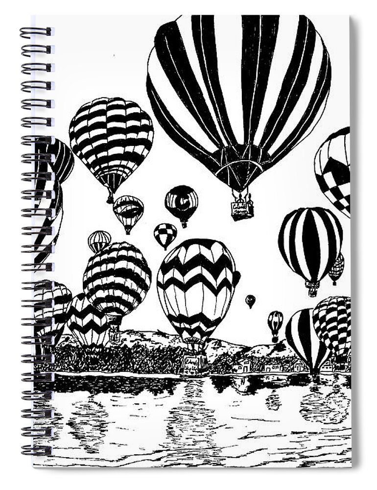 Hot Air Balloon Spiral Notebook featuring the mixed media Up In The Air by Vicki Housel