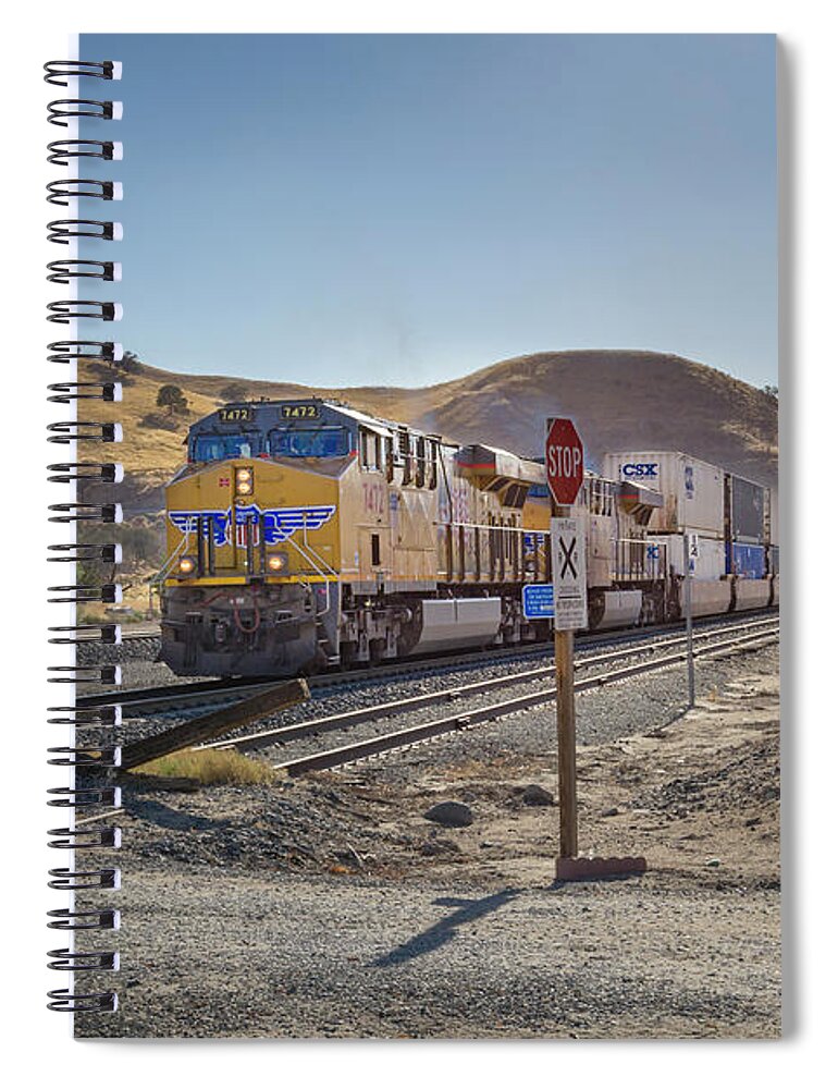 Freight Trains Spiral Notebook featuring the photograph Up7472 by Jim Thompson