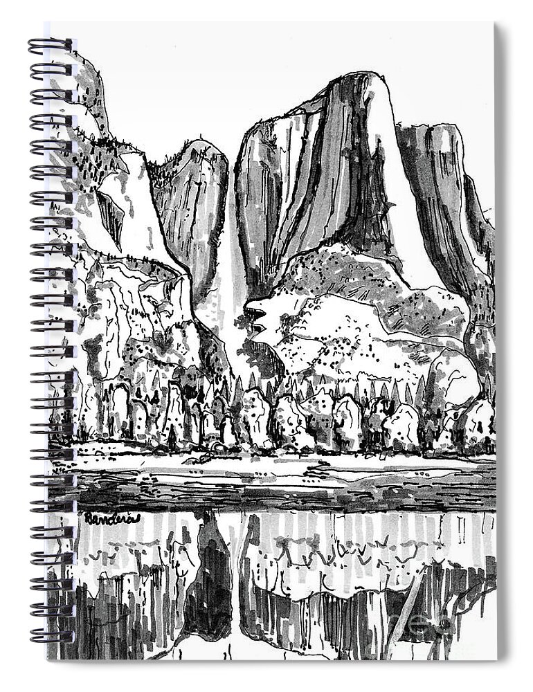 Yosemite Spiral Notebook featuring the painting Upper Yosemite Falls by Terry Banderas