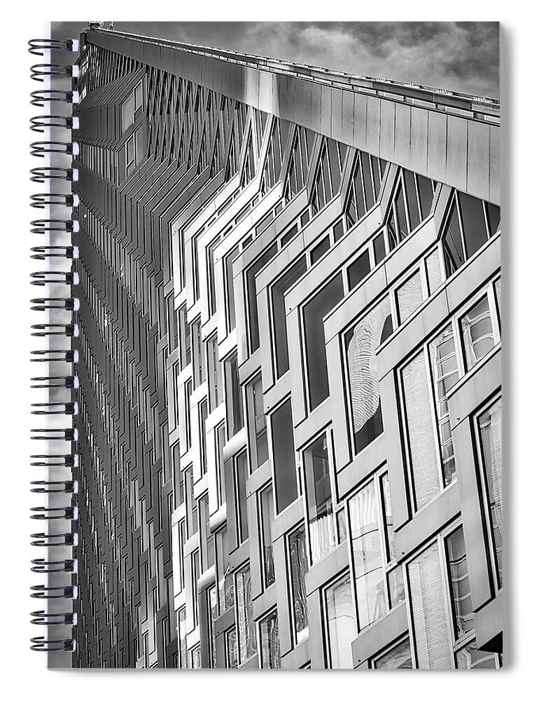 625 West 57th Street Spiral Notebook featuring the photograph Upward View to West 57 ST NYC BW by Susan Candelario