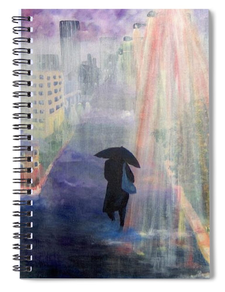 City Spiral Notebook featuring the painting Urban Life by Saundra Johnson
