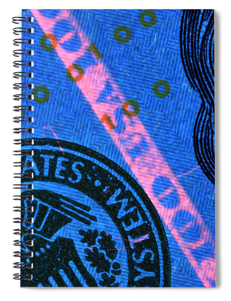 New Spiral Notebook featuring the photograph Us 100 Dollar Bill Security Features, 2 by Ted Kinsman