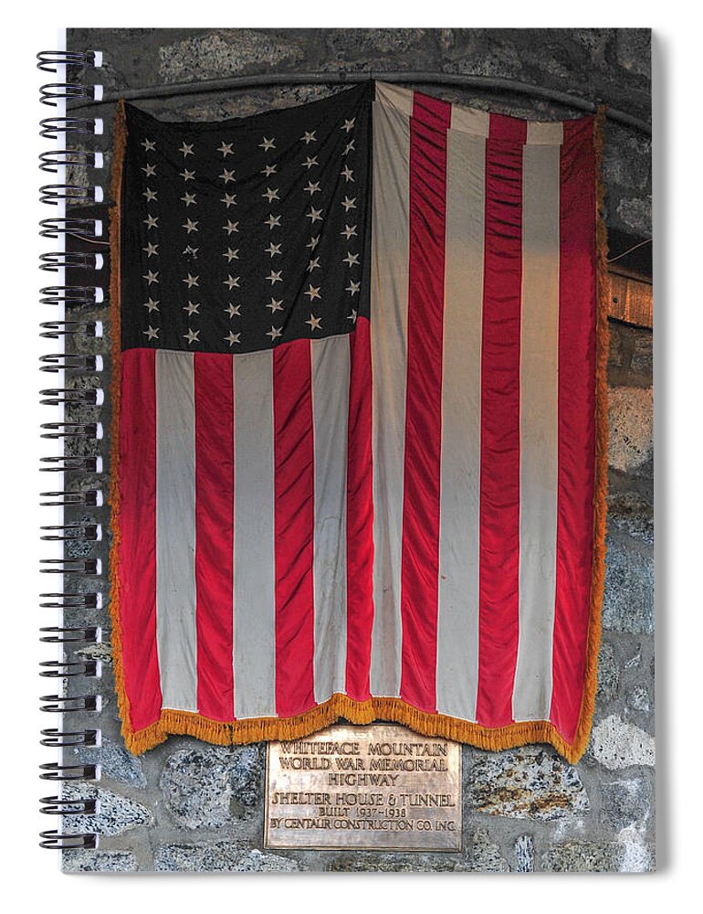 Us Flag At Whiteface Mountain Ny Spiral Notebook featuring the photograph US Flag at Whiteface Mountain NY by Terry DeLuco