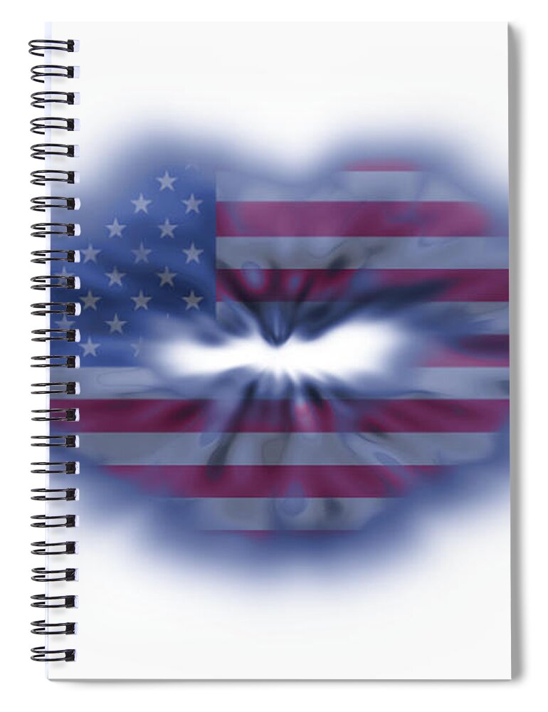 Abstract Spiral Notebook featuring the photograph USA flag lips by Simon Bratt
