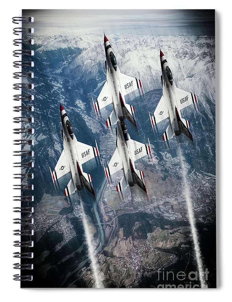 Thunderbirds Spiral Notebook featuring the digital art USAF Thunderbirds by Airpower Art