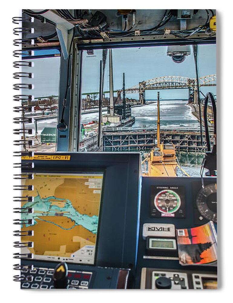 Uscg Spiral Notebook featuring the photograph USCG Cutter Mackinaw Soo Locks -1004 by Norris Seward