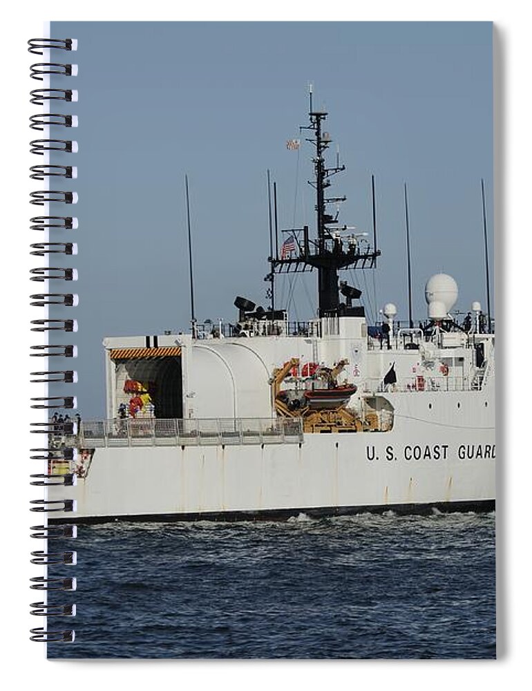 U.s Coast Guard Cutter Spiral Notebook featuring the photograph USCGC Escanaba Heads to Sea by Bradford Martin