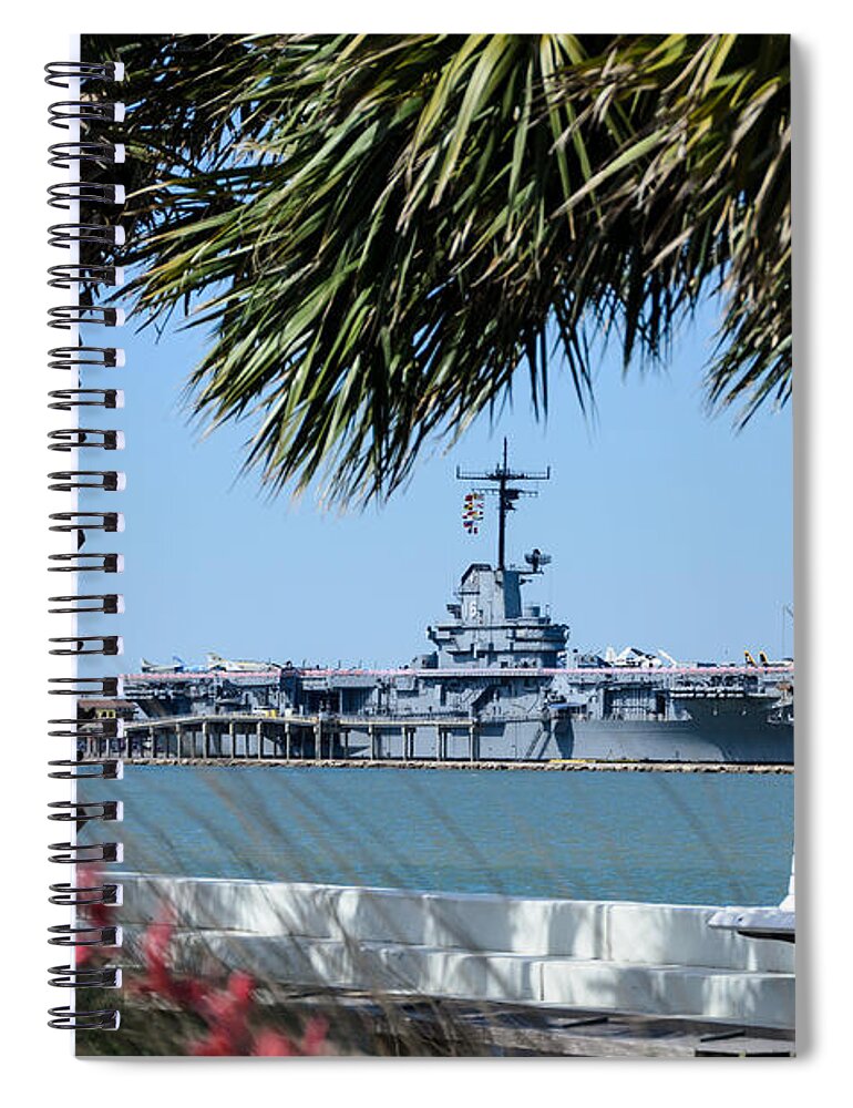 Uss Lexington Spiral Notebook featuring the photograph USS Lexington - Corpus Christi Texas by Debra Martz