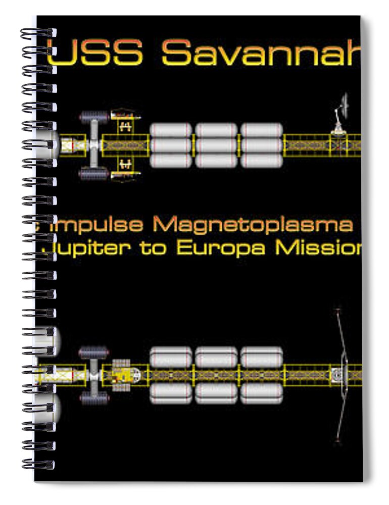 Spaceship Spiral Notebook featuring the digital art USS Savannah Profile by David Robinson