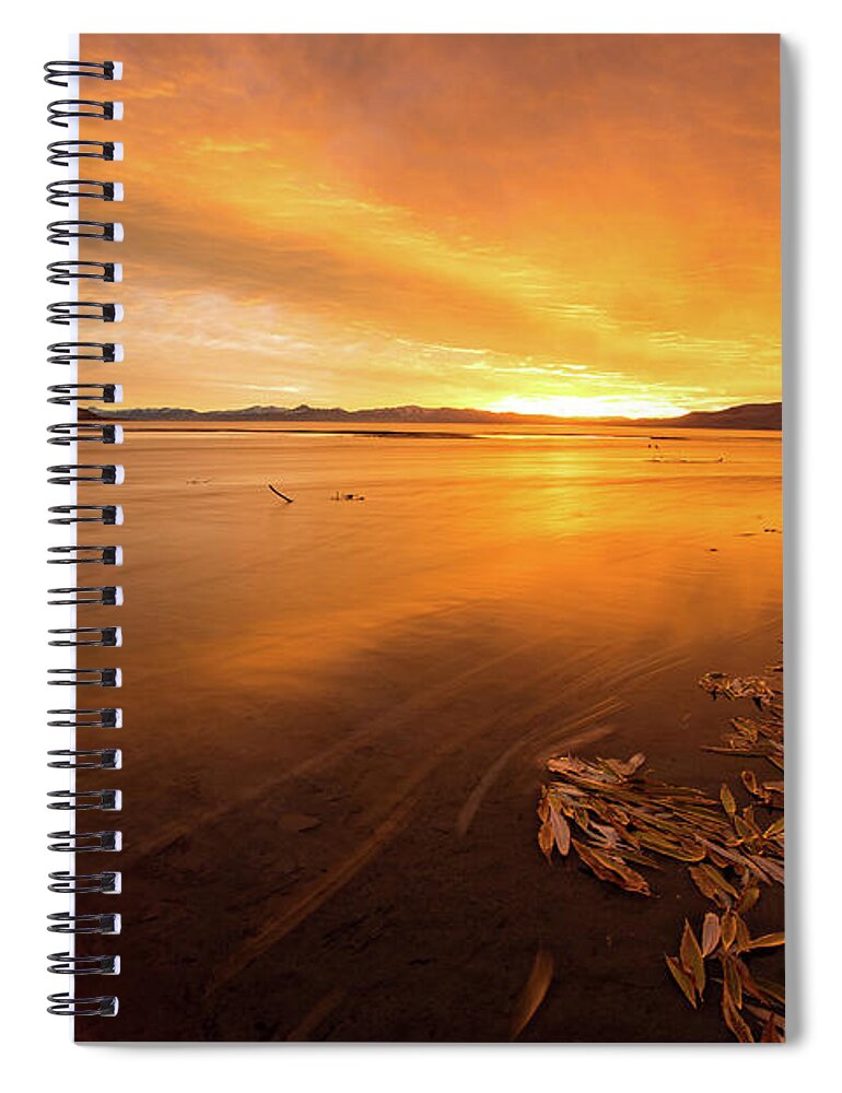 Utah Spiral Notebook featuring the photograph Utah Lake Sunset by Wesley Aston