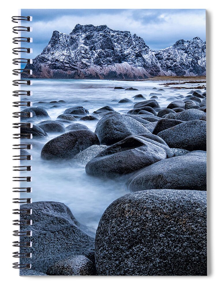Coast Spiral Notebook featuring the photograph Uttakleiv Beach, Norway by Roberta Kayne