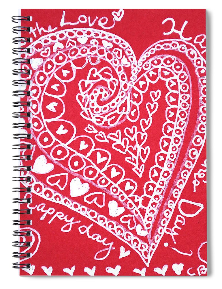 Caregiver Spiral Notebook featuring the drawing Valentine Heart by Carole Brecht