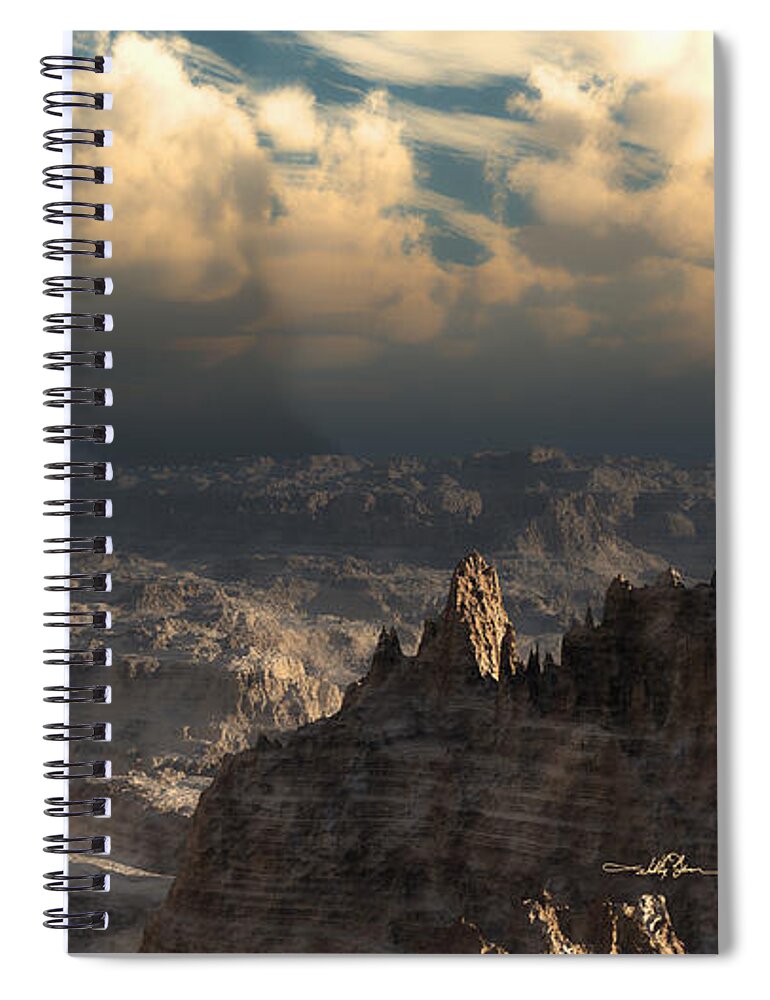 Scenic Spiral Notebook featuring the digital art Valley at Dusk by William Ladson