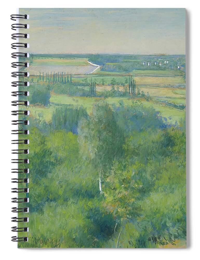 French Art Spiral Notebook featuring the painting Valley of the Yerres by Gustave Caillebotte
