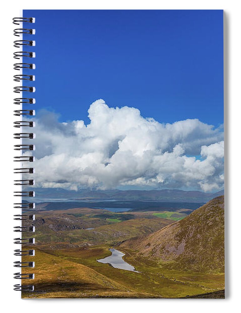 Blue Spiral Notebook featuring the photograph Valleys and mountains in County Kerry on a summer day by Semmick Photo