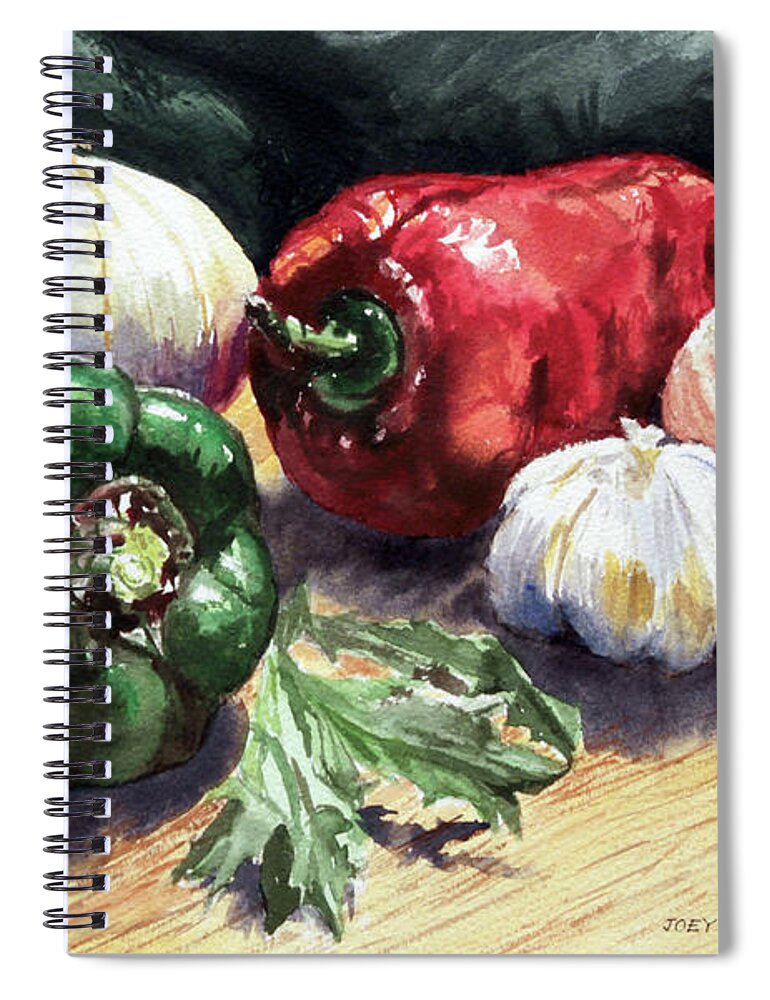 Bell Peppers Spiral Notebook featuring the painting Vegetable Golly Wow by Joey Agbayani