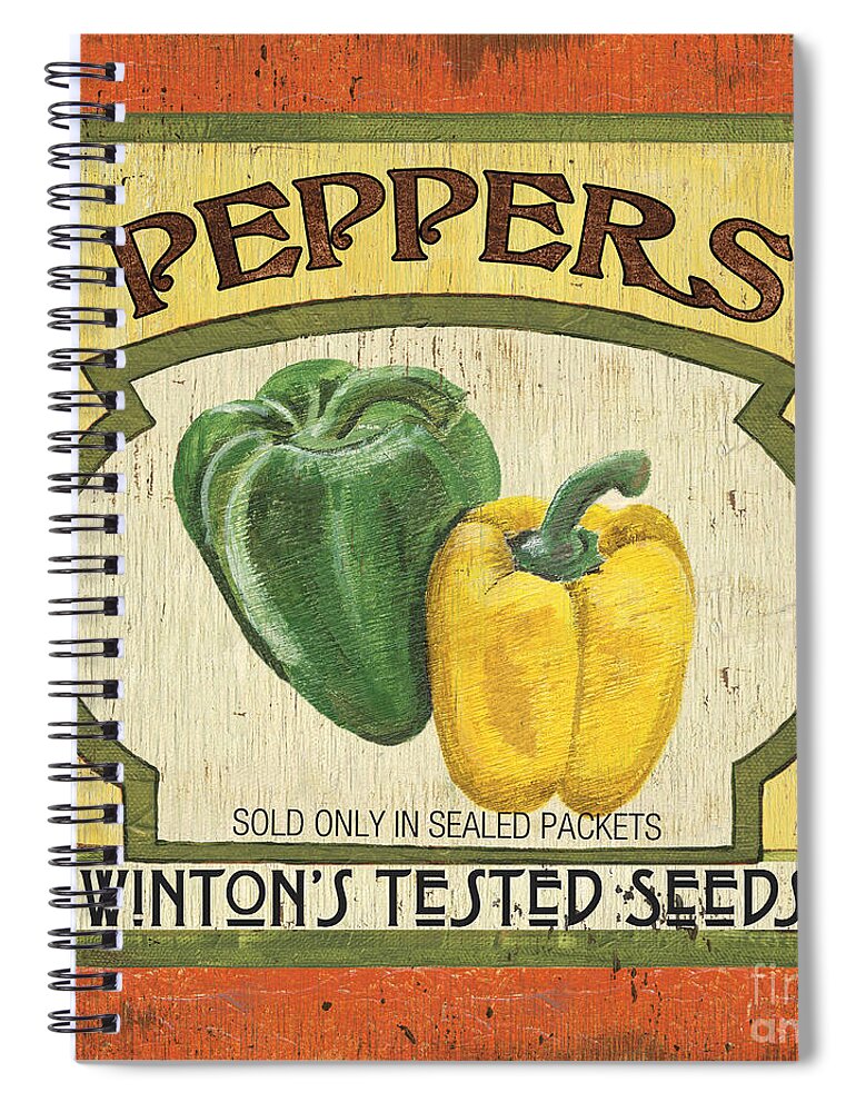 Food Spiral Notebook featuring the painting Veggie Seed Pack 2 by Debbie DeWitt