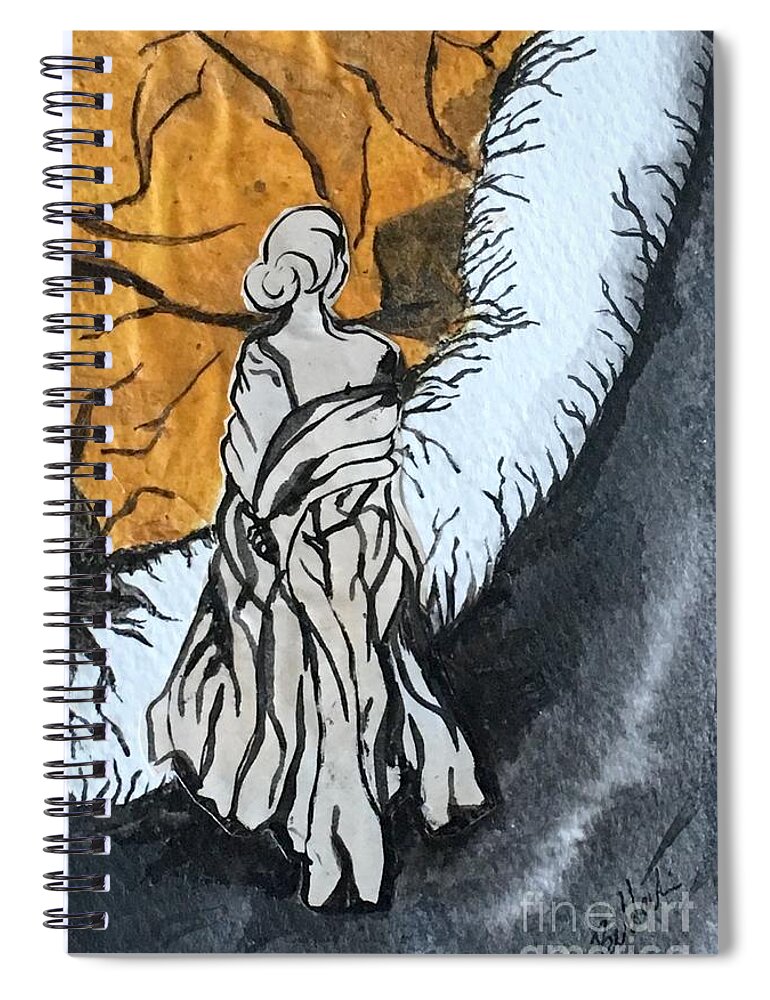 Sumi Ink Spiral Notebook featuring the drawing Veins by M Bellavia