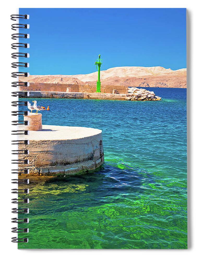 Karlobag Spiral Notebook featuring the photograph Velebit channel turquoise waterfront in Karlobag by Brch Photography