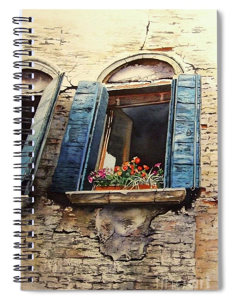  Spiral Notebook featuring the painting Venecia by Greg and Linda Halom