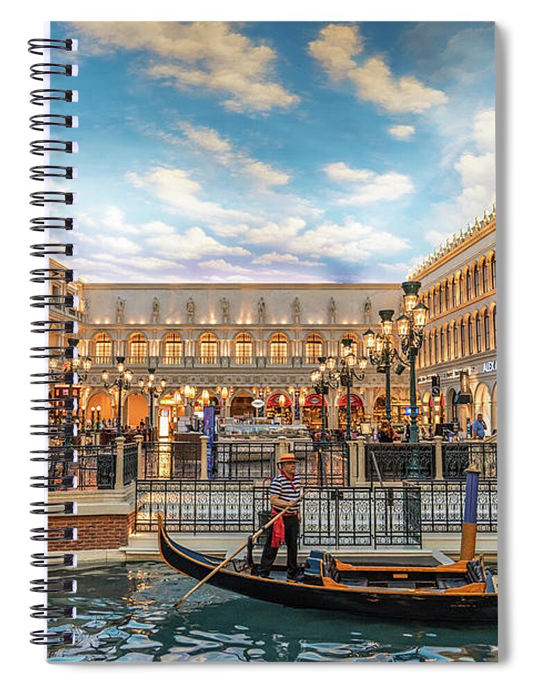 Las Vegas Spiral Notebook featuring the photograph Venetian Gondola by Framing Places
