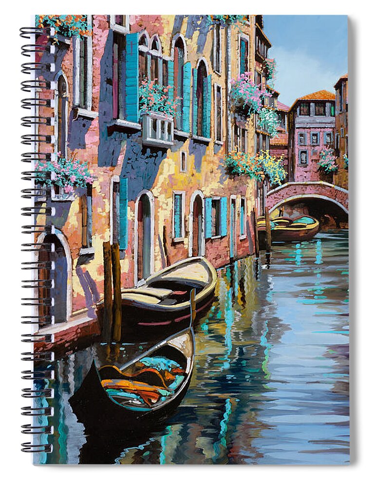 Venice Spiral Notebook featuring the painting Venezia Tutta Rosa by Guido Borelli