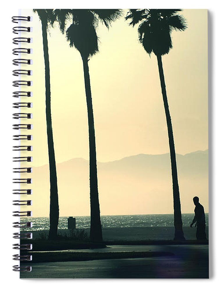 Background Spiral Notebook featuring the photograph Venice beach California by Micah May