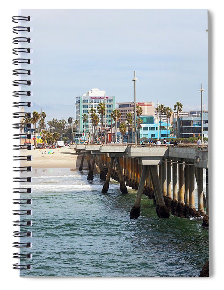 Venice Beach Spiral Notebook featuring the photograph Venice Beach from the Pier by Ana V Ramirez