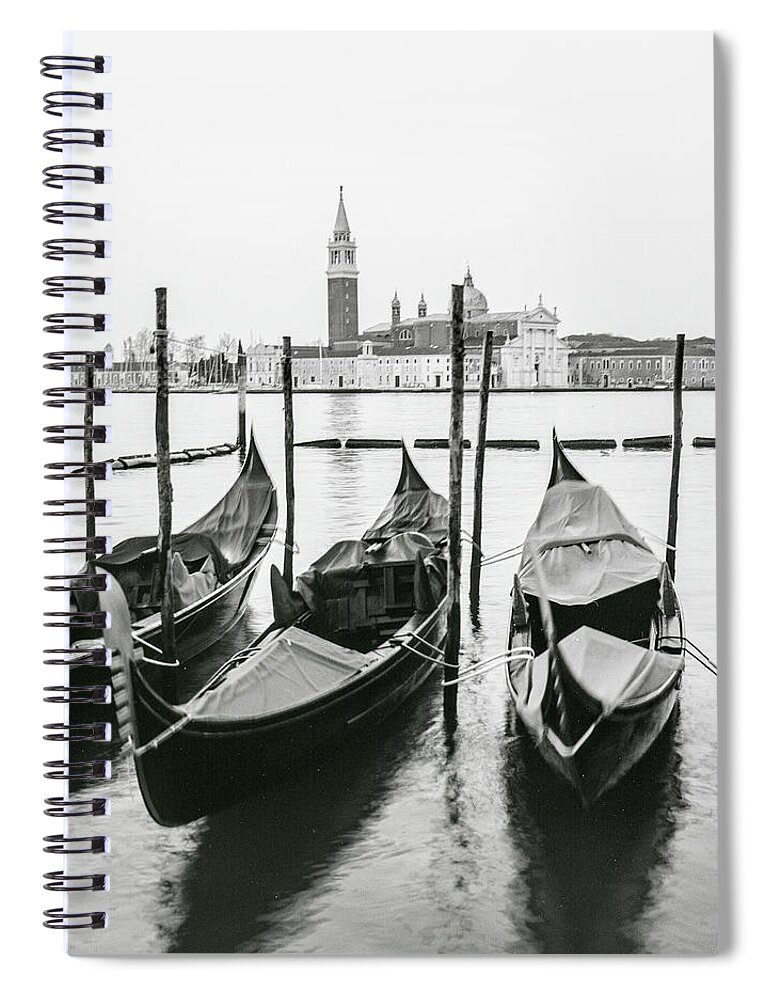 120 Film Spiral Notebook featuring the photograph Venice Gondolas on Film by John McGraw