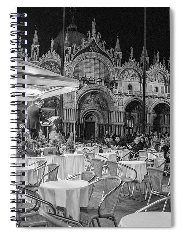 Black And White Photography Spiral Notebook featuring the photograph Venice in the evening Black and White by John McGraw