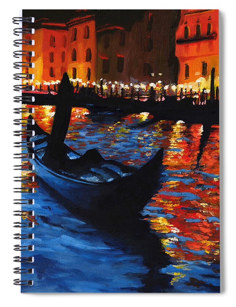 Landscape Spiral Notebook featuring the painting Venice Lights by Vic Ritchey