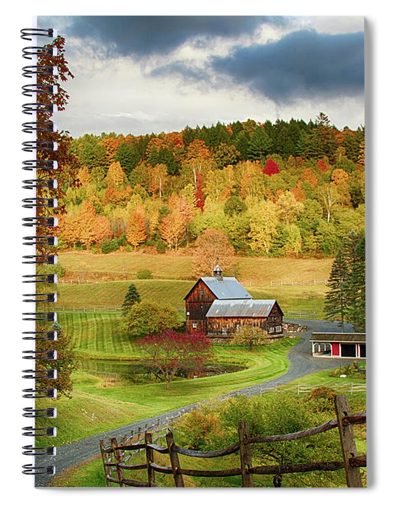Sleepy Hollow Farm Spiral Notebook featuring the photograph Vermont Sleepy Hollow in fall foliage by Jeff Folger