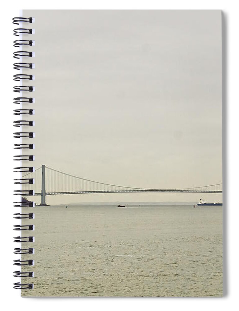 Verrazano Spiral Notebook featuring the photograph Verrazano Bridge. by Elena Perelman