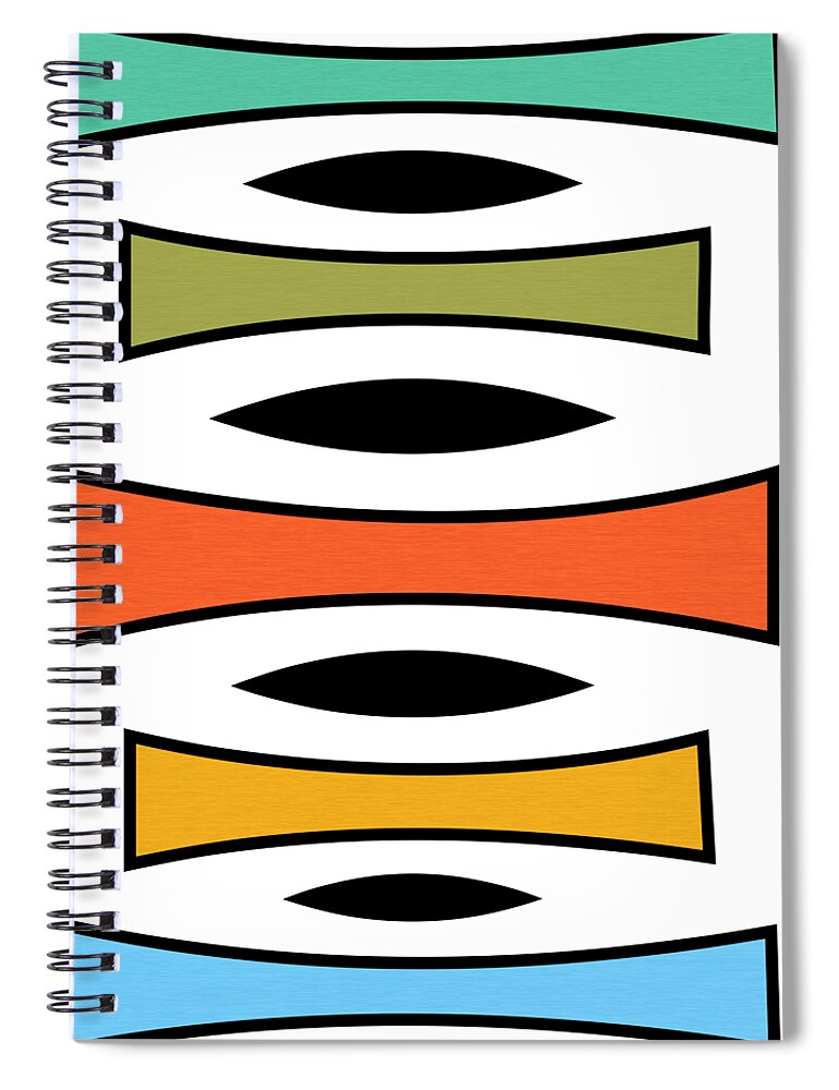 Mid Century Modern Spiral Notebook featuring the digital art Vertical Trapezoids by Donna Mibus