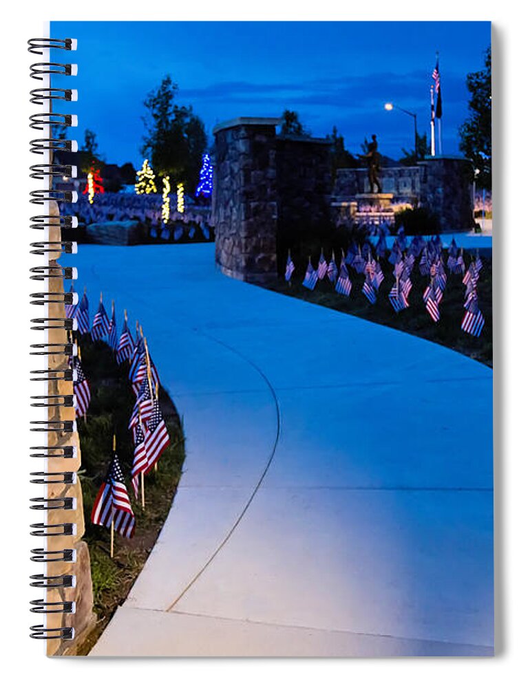 Veterns Plaza Spiral Notebook featuring the photograph Veterns Plaza by Jon Burch Photography
