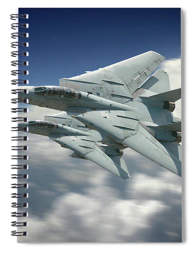 F-14 Tomcat Spiral Notebook featuring the digital art VF-101 Grim reapers by Airpower Art