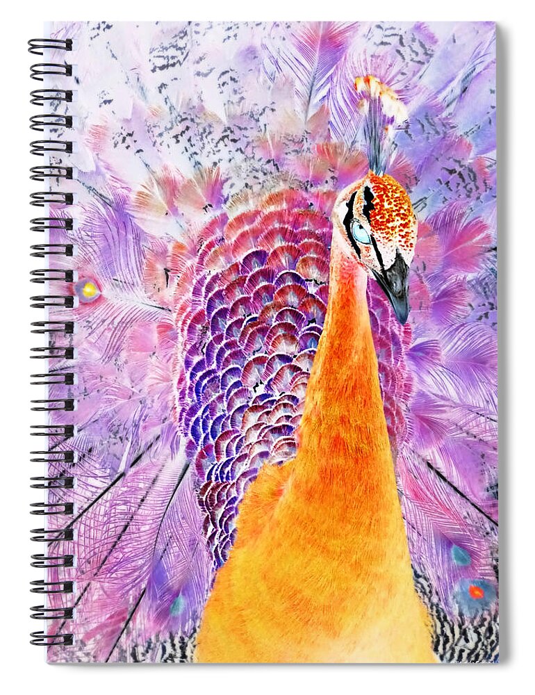 Vibrant Peacock Spiral Notebook featuring the photograph Vibrant Peacock by Dark Whimsy