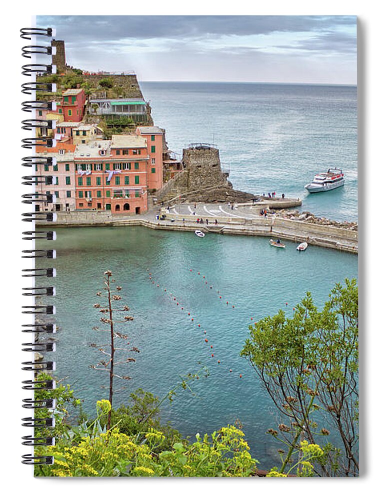 Cinque Terre Spiral Notebook featuring the photograph Vibrant Vernazza by Becqi Sherman